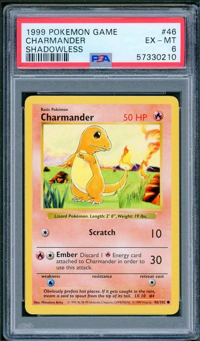 PSA (EX-MT 6) Charmander #46 - Pokemon Game (#57330210)