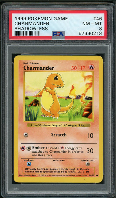 PSA (NM-MT 8) Charmander #46 - Pokemon Game (Shadowless Base Set) (#57330213)