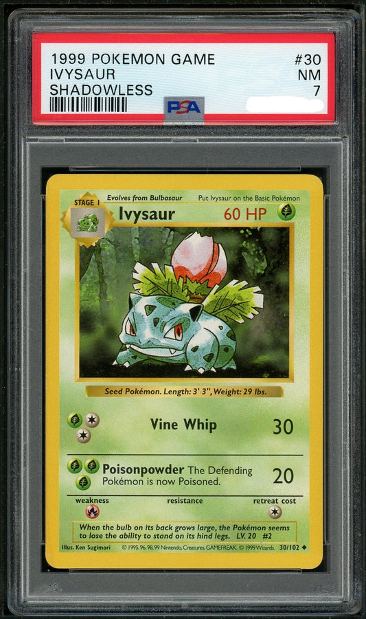 PSA (NM 7) Ivysaur (Shadowless) #30 - Pokemon Game