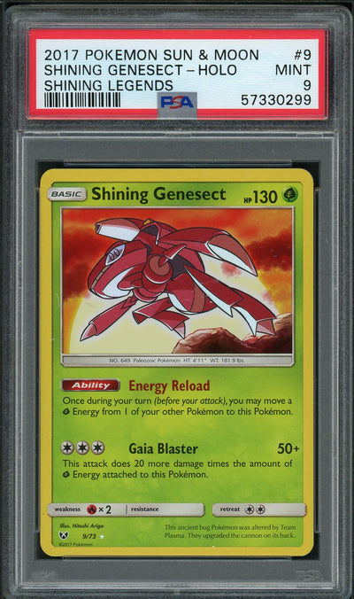 PSA (MINT 9) Shining Genesect-holo #9 - Pokemon Sun & Moon Shining Legends (#57330299)