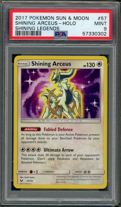 PSA (MINT 9) Shining Arceus-holo #57 - Pokemon Sun & Moon Shining Legends (#57330302)