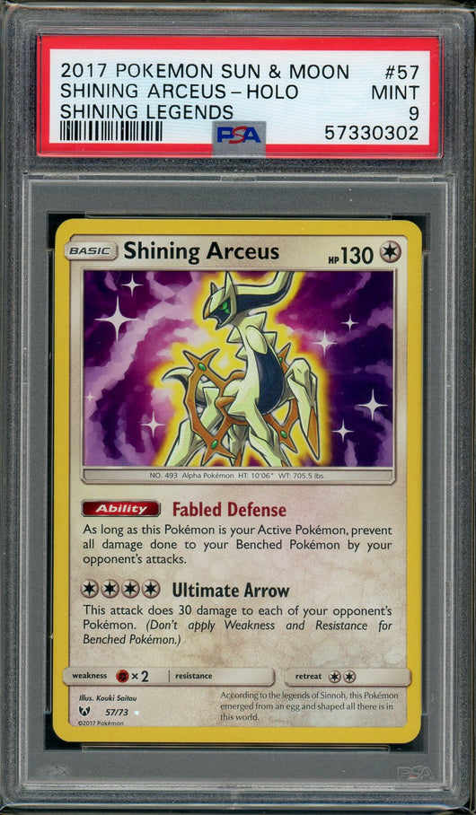 PSA (MINT 9) Shining Arceus-holo #57 - Pokemon Sun & Moon Shining Legends (#57330302)