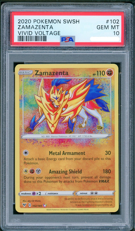 PSA (Gem MT 10) Zamazenta #102 - Pokemon Sword & Shield Vivid Voltage