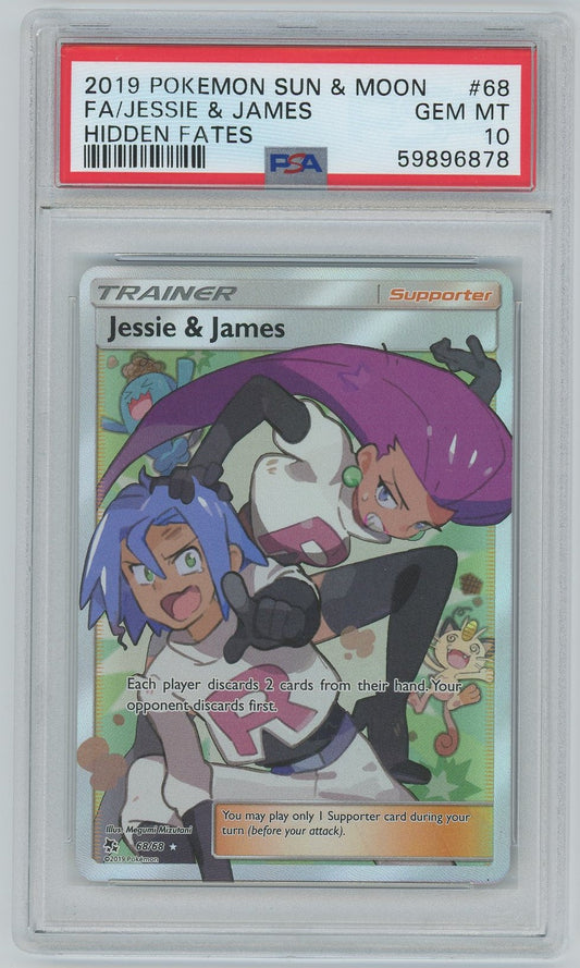 PSA (Gem MT 10) Fa/jessie & James #68 - Pokemon Sun & Moon Hidden Fates (#59896878)
