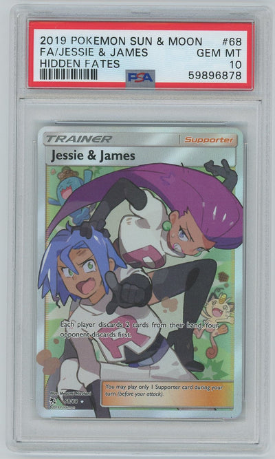 PSA (Gem MT 10) Fa/jessie & James #68 - Pokemon Sun & Moon Hidden Fates (#59896878)