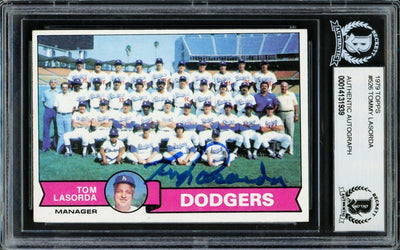 Tom Lasorda Autographed 1979 Topps Card #526 Los Angeles Dodgers Beckett BAS #14131939