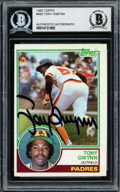 Tony Gwynn Autographed 1983 Topps Rookie Card #482 San Diego Padres Beckett BAS #14131992