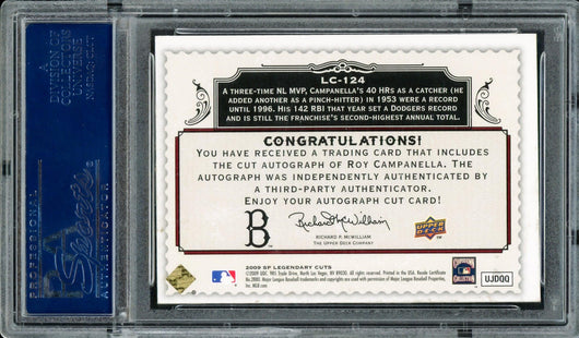 Roy Campanella Autographed 2009 Upper Deck SP Legendary Cuts Card #LC124 Brooklyn Dodgers #1/5 PSA/DNA #83392929