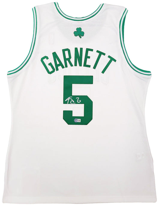 Boston Celtics Kevin Garnett Autographed White Authentic Mitchell & Ness Hardwood Classics 2007-2008 Jersey Size L Beckett BAS QR Stock #203551