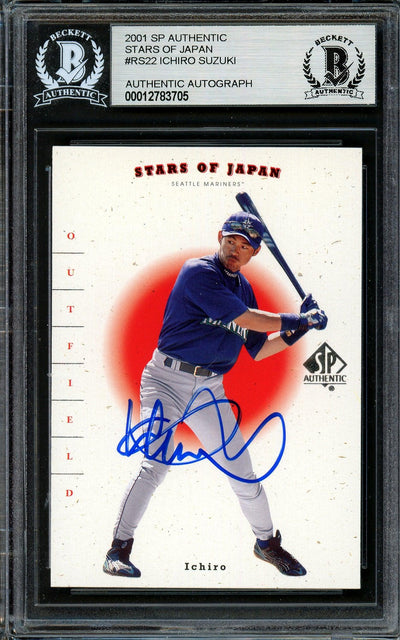 Ichiro Suzuki Autographed 2001 SP Authentic Stars of Japan Rookie Card #RS22 Seattle Mariners Beckett BAS #12783705