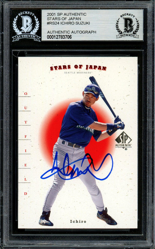 Ichiro Suzuki Autographed 2001 SP Authentic Stars of Japan Rookie Card #RS24 Seattle Mariners Beckett BAS #12783706