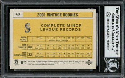 Ichiro Suzuki Autographed 2001 Upper Deck Vintage Rookie Card #346 Seattle Mariners Beckett BAS #12783719