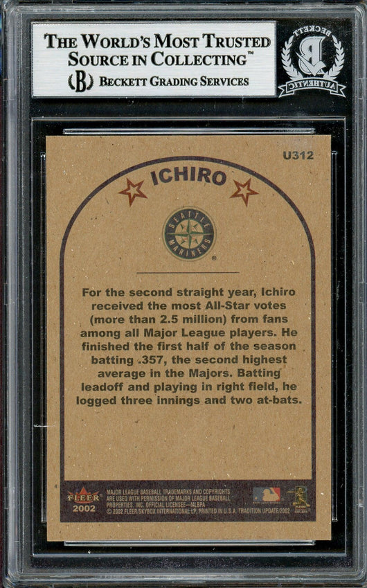Ichiro Suzuki Autographed 2002 Fleer Tradition Update Card #U312 Seattle Mariners Beckett BAS Stock #194183