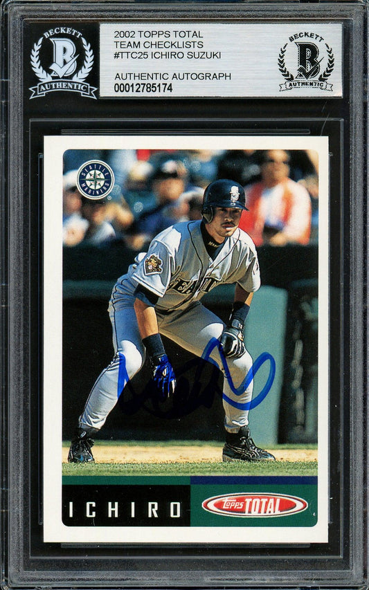 Ichiro Suzuki Autographed 2002 Topps Total Card #TTC25 Seattle Mariners Beckett BAS Stock #194184