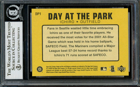 Ichiro Suzuki Autographed 2002 Upper Deck Vintage Day At The Park Card #DP1 Seattle Mariners Beckett BAS #13038502