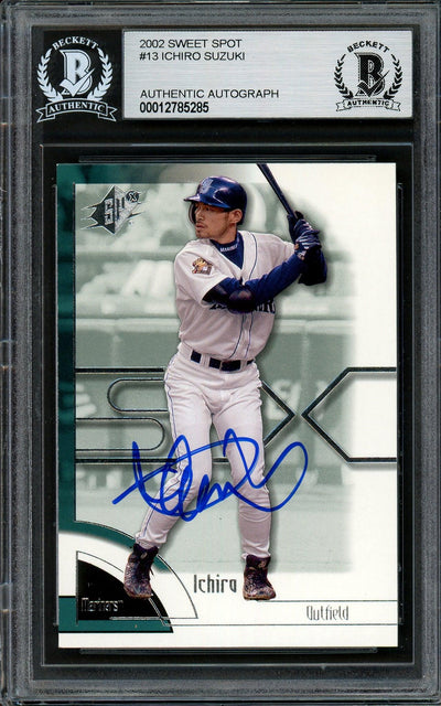 Ichiro Suzuki Autographed 2002 Upper Deck SPX Card #13 Seattle Mariners Beckett BAS Stock #194197
