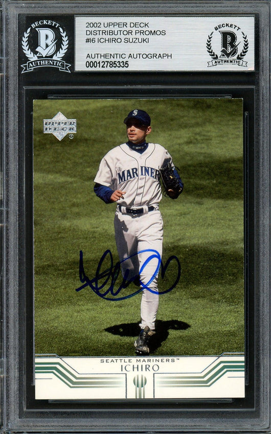 Ichiro Suzuki Autographed 2002 Upper Deck Card #I6 Seattle Mariners Beckett BAS #12785335