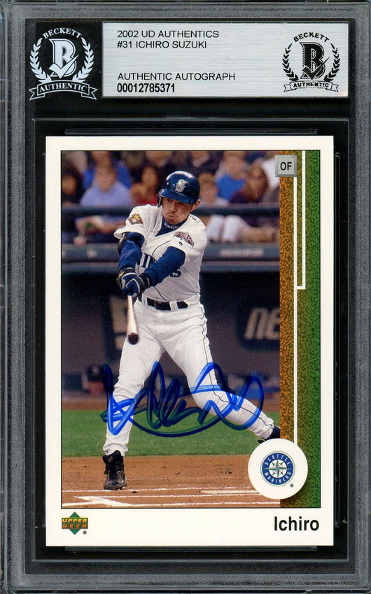 Ichiro Suzuki Autographed 2002 Upper Deck Authentics Card #31 Seattle Mariners Beckett BAS Stock #194203