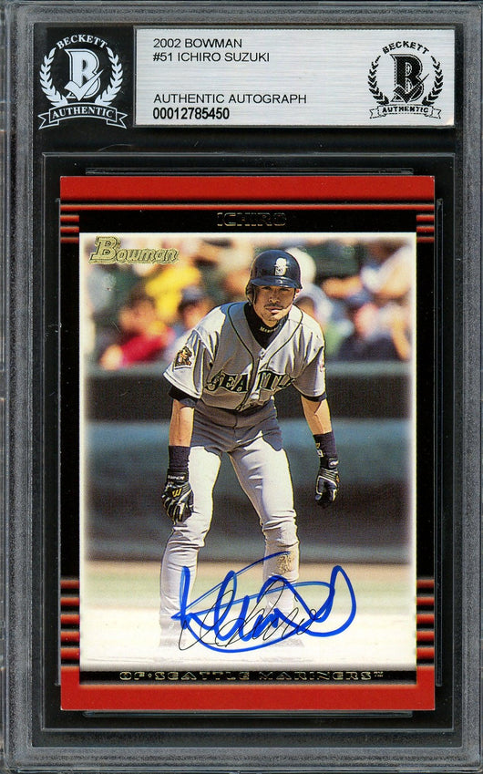 Ichiro Suzuki Autographed 2002 Bowman Card #51 Seattle Mariners Beckett BAS Stock #194207