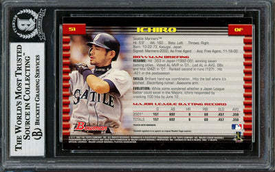 Ichiro Suzuki Autographed 2002 Bowman Card #51 Seattle Mariners Beckett BAS Stock #194207
