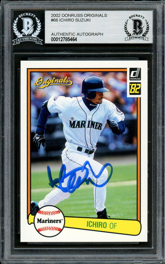 Ichiro Suzuki Autographed 2002 Donruss Originals Card #66 Seattle Mariners Beckett BAS #12785464