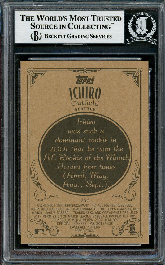 Ichiro Suzuki Autographed 2002 Topps 206 Card #256B Seattle Mariners Beckett BAS Stock #194231