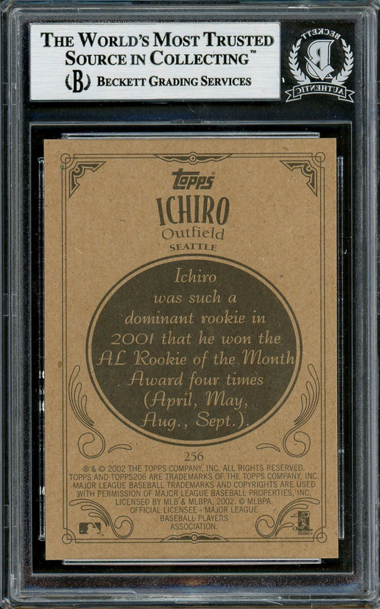 Ichiro Suzuki Autographed 2002 Topps 206 Card #256A Seattle Mariners Beckett BAS Stock #194232