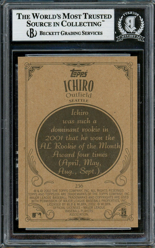 Ichiro Suzuki Autographed 2002 Topps 206 Card #256A Seattle Mariners Beckett BAS Stock #194232