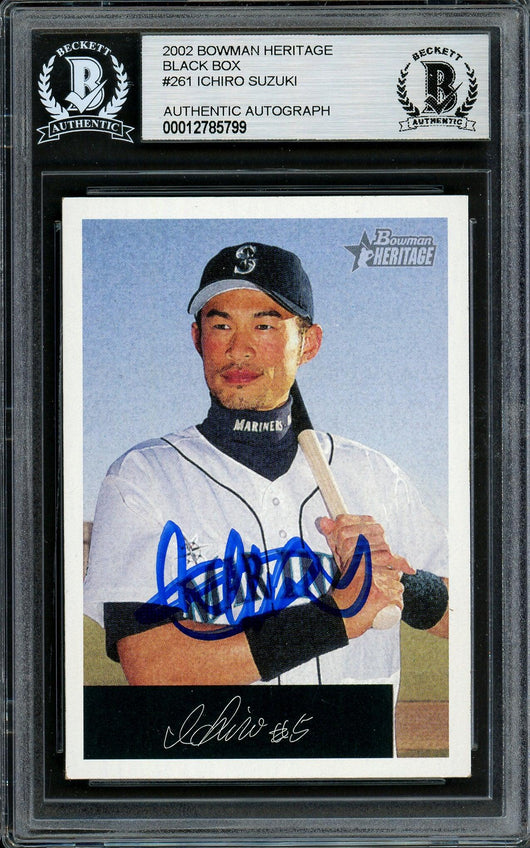 Ichiro Suzuki Autographed 2002 Bowman Heritage Card #261 Seattle Mariners Black Box Beckett BAS #12785799
