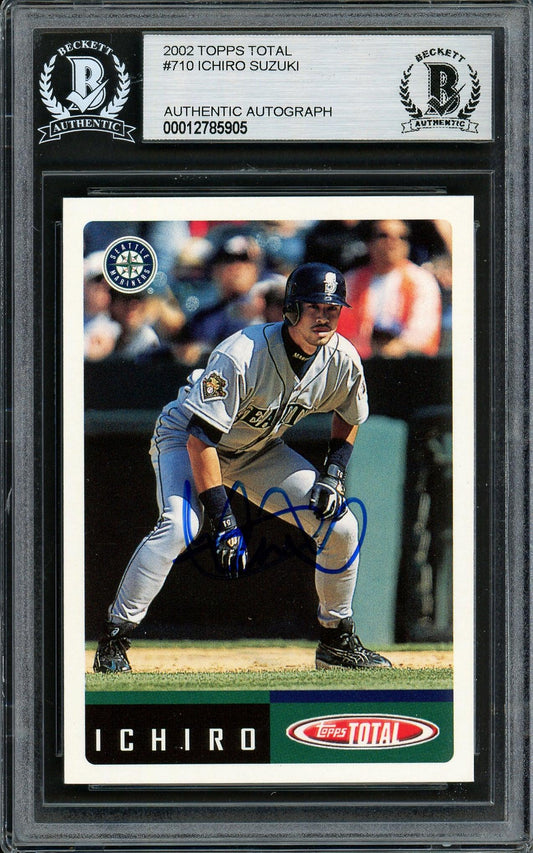 Ichiro Suzuki Autographed 2002 Topps Total Card #710 Seattle Mariners Beckett BAS #12785905