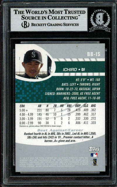 Ichiro Suzuki Autographed 2003 Bowman's Best Card #BB-IS Seattle Mariners Beckett BAS #12785928