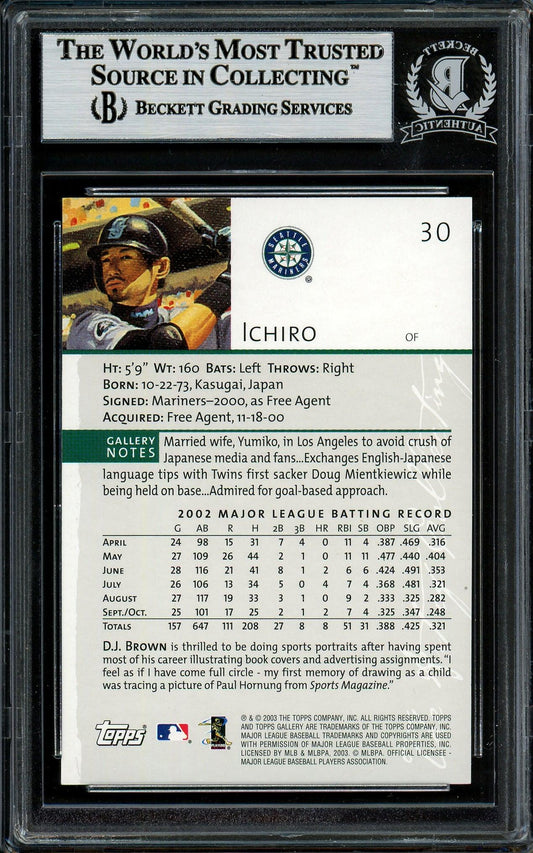 Ichiro Suzuki Autographed 2003 Topps Gallery Card #30 Seattle Mariners Beckett BAS #12785952