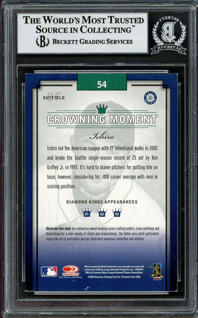 Ichiro Suzuki Autographed 2003 Donruss Diamond Kings Card #54 Seattle Mariners Beckett BAS Stock #194253