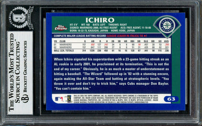 Ichiro Suzuki Autographed 2003 Topps Chrome Card #63 Seattle Mariners Beckett BAS #12785964