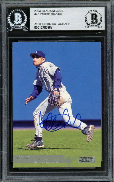 Ichiro Suzuki Autographed 2003 Topps Stadium Club Card #70 Seattle Mariners Beckett BAS Stock #194260