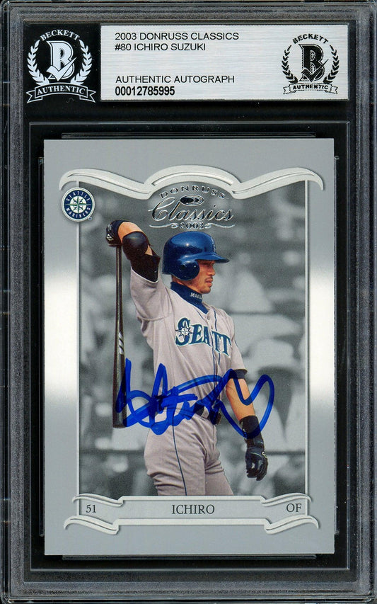 Ichiro Suzuki Autographed 2003 Donruss Classics Card #80 Seattle Mariners Beckett BAS Stock #194262