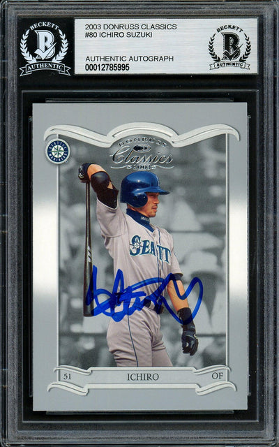 Ichiro Suzuki Autographed 2003 Donruss Classics Card #80 Seattle Mariners Beckett BAS Stock #194262