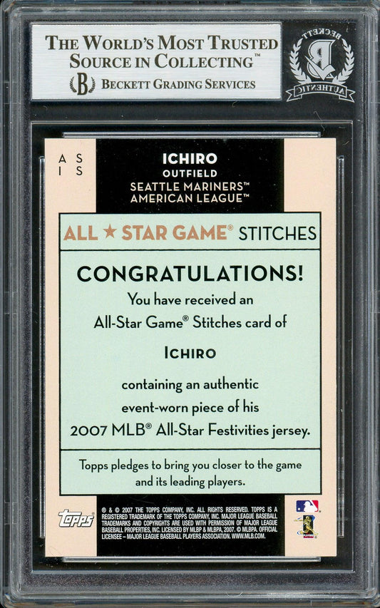 Ichiro Suzuki Autographed 2007 Topps All Star Stitches Game Worn Jersey Card #AS IS Seattle Mariners Beckett BAS #12785997