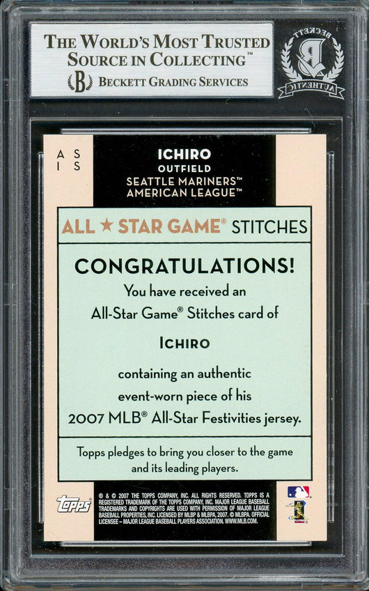 Ichiro Suzuki Autographed 2007 Topps All Star Stitches Game Worn Jersey Card #AS IS Seattle Mariners Beckett BAS #12785997