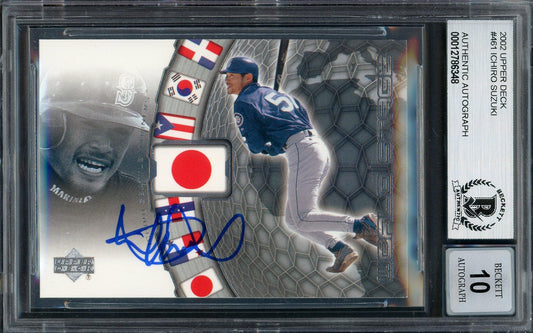 Ichiro Suzuki Autographed 2002 Upper Deck World Stars Card #461 Seattle Mariners Auto Grade Gem Mint 10 Beckett BAS #12786348