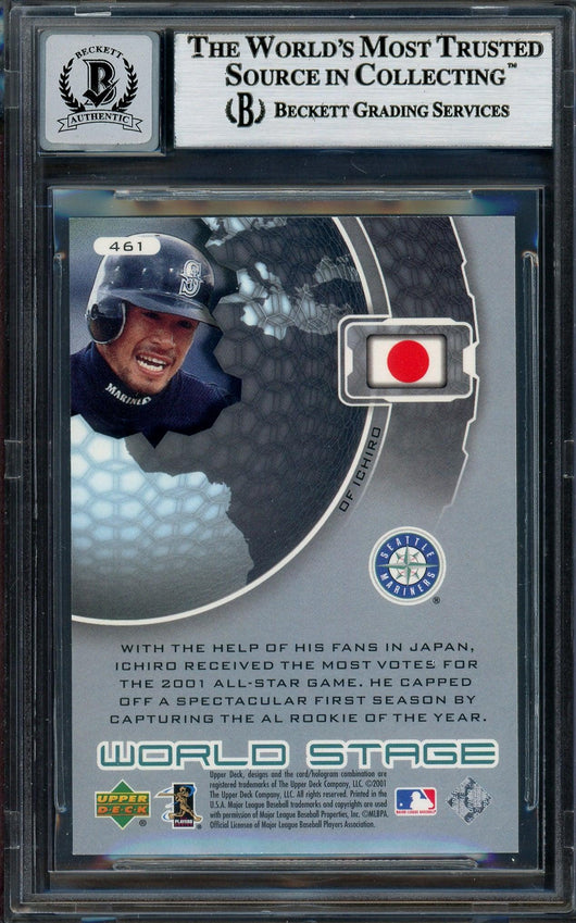 Ichiro Suzuki Autographed 2002 Upper Deck World Stars Card #461 Seattle Mariners Auto Grade Gem Mint 10 Beckett BAS #12786348