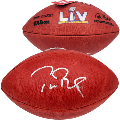 Tom Brady Autographed Official NFL Leather Super Bowl LV Logo Football Fanatics Holo #AA0104045