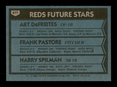 Art DeFreites Autographed 1980 Topps Card #677 Cincinnati Reds SKU #203999