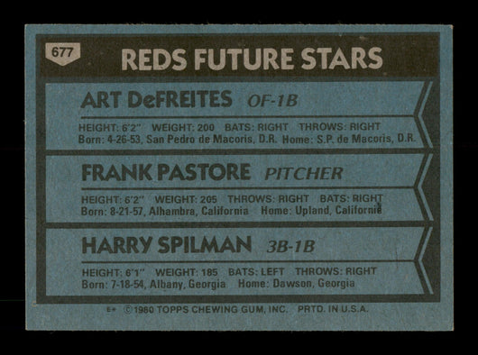Art DeFreites Autographed 1980 Topps Card #677 Cincinnati Reds SKU #203999