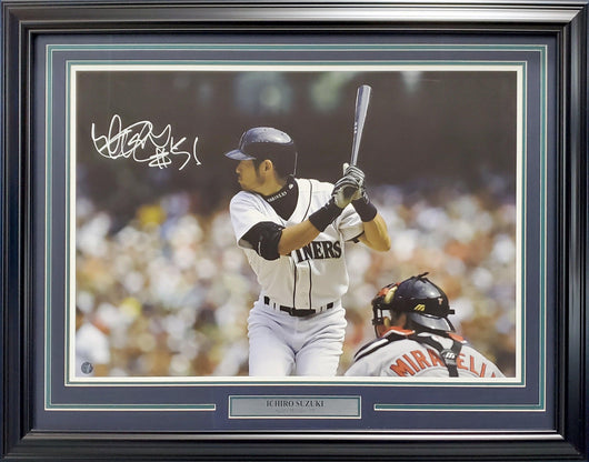 Ichiro Suzuki Autographed Framed 20x28 Photo Seattle Mariners "#51" IS Holo SKU #193886