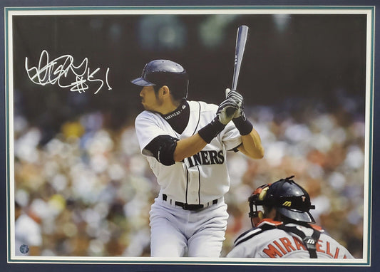 Ichiro Suzuki Autographed Framed 20x28 Photo Seattle Mariners "#51" IS Holo SKU #193886