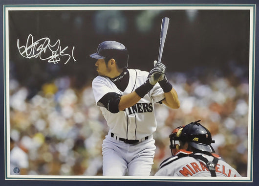 Ichiro Suzuki Autographed Framed 20x28 Photo Seattle Mariners "#51" IS Holo SKU #193886