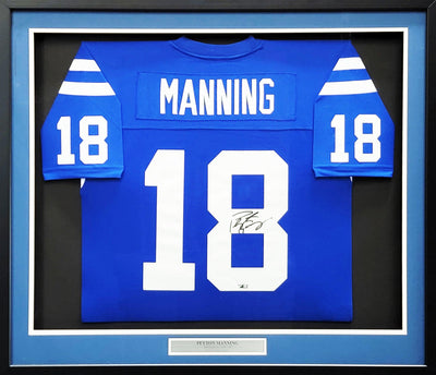 Indianapolis Colts Peyton Manning Autographed Framed Blue Authentic Mitchell & Ness Replica 1998 Throwback Jersey Fanatics Holo Stock #203487