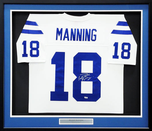 Indianapolis Colts Peyton Manning Autographed Framed White Authentic Mitchell & Ness Replica 2006 Throwback Jersey Fanatics Holo Stock #203488