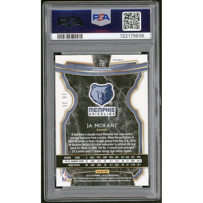 2019 Panini Select Ja Morant #72 Tie Dye Prizm PSA 10